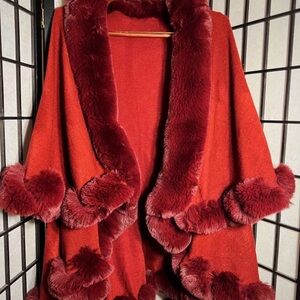 Luxurious Faux Fur Trimmed Red Puffer Coat